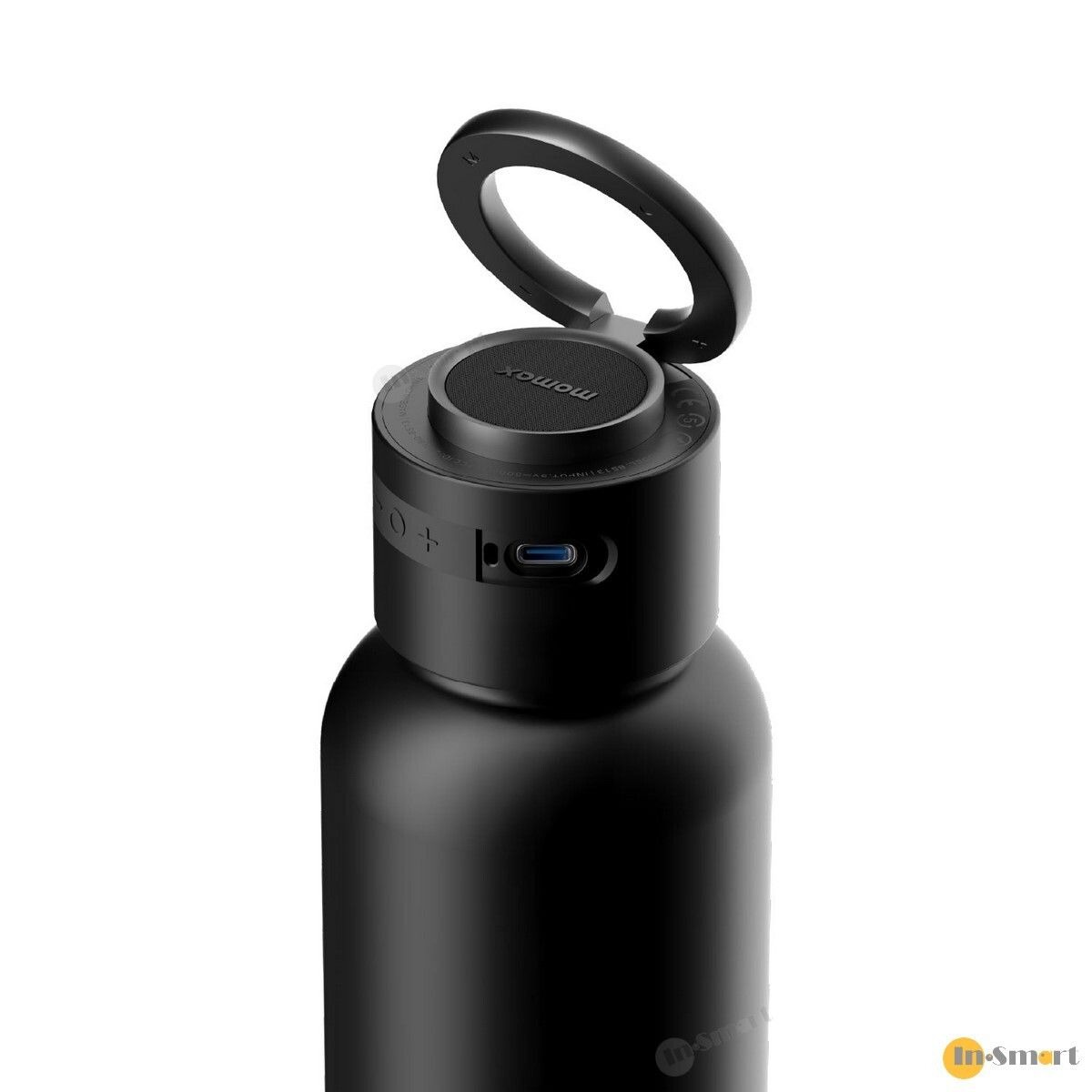 MOMAX 8211 黑色 1-Vibe Bottle 3合1 磁吸手機支架 頂級保溫瓶 無線藍牙喇叭高保真音效低延遲性 TWS 無線立體聲串聯一貼即合磁吸手機支架SUS316L 不鏽鋼雙層真空保溫 BS13