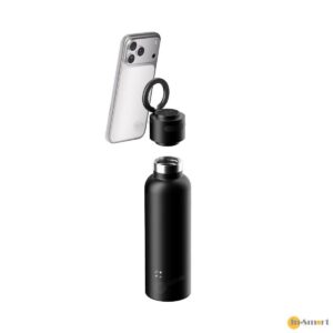MOMAX 8211 黑色 1-Vibe Bottle 3合1 磁吸手機支架 頂級保溫瓶 無線藍牙喇叭高保真音效低延遲性 TWS 無線立體聲串聯一貼即合磁吸手機支架SUS316L 不鏽鋼雙層真空保溫 BS13