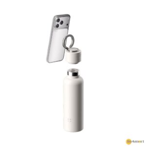 MOMAX 8211 白色 1-Vibe Bottle 3合1 磁吸手機支架  頂級保溫瓶  無線藍牙喇叭高保真音效低延遲性 TWS 無線立體聲串聯一貼即合磁吸手機支架SUS316L 不鏽鋼雙層真空保溫 BS13