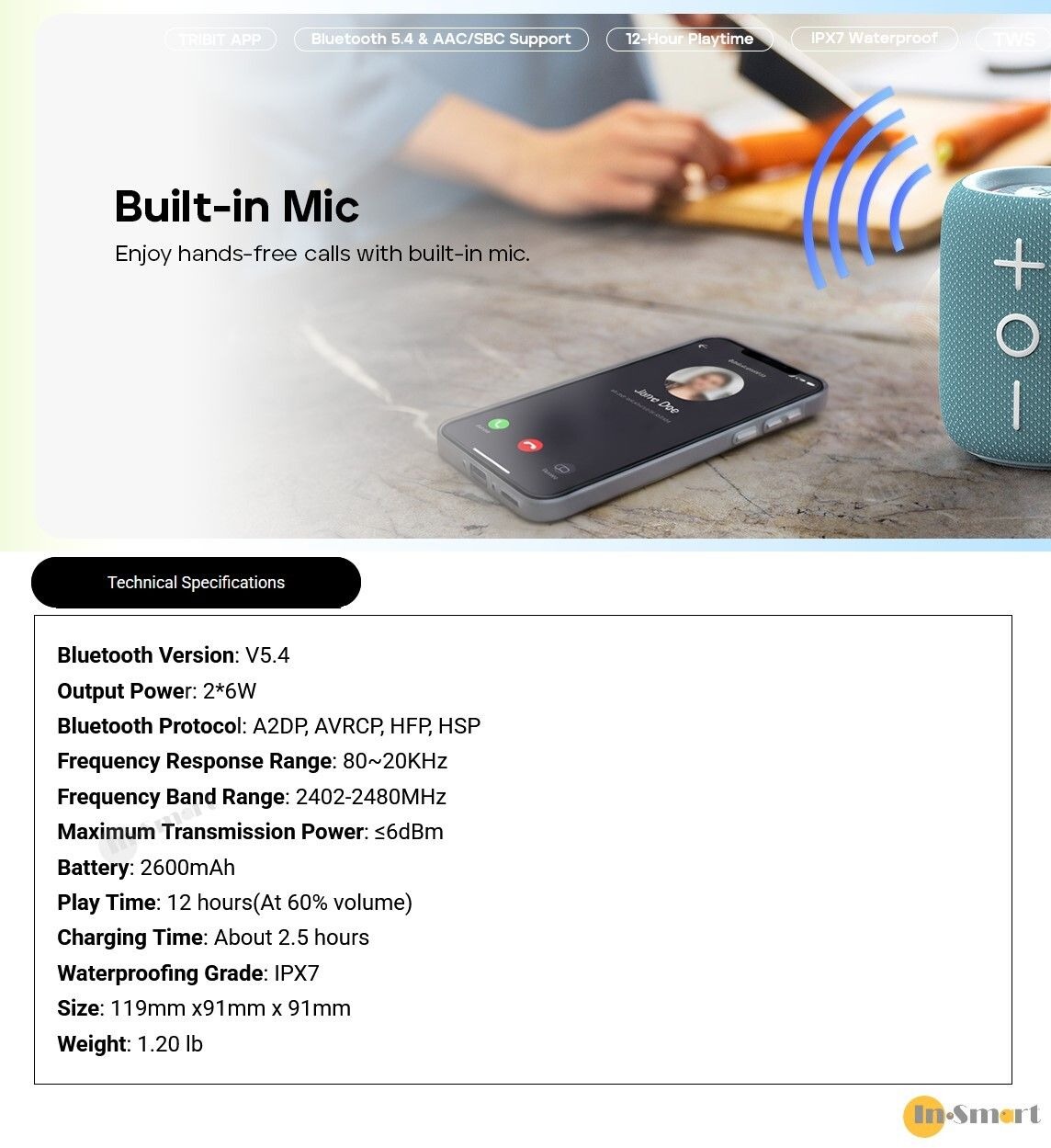 Tribit 8211 StormBox Mini 便攜式防水藍牙喇叭
