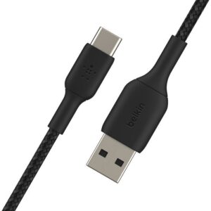 Belkin 8211 BoostCharge USB-C to USB-A 編織快充線 3米 黑色 支援 12W 充電 30000次彎曲測試 USB-IF認證 數據同步 香港行貨