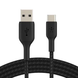 Belkin 8211 BoostCharge USB-C to USB-A 編織快充線 3米 黑色 支援 12W 充電 30000次彎曲測試 USB-IF認證 數據同步 香港行貨