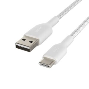 Belkin 8211 BoostCharge USB-C to USB-A 編織快充線 3米 白色 支援 12W 充電 30000次彎曲測試 USB-IF認證 數據同步 香港行貨