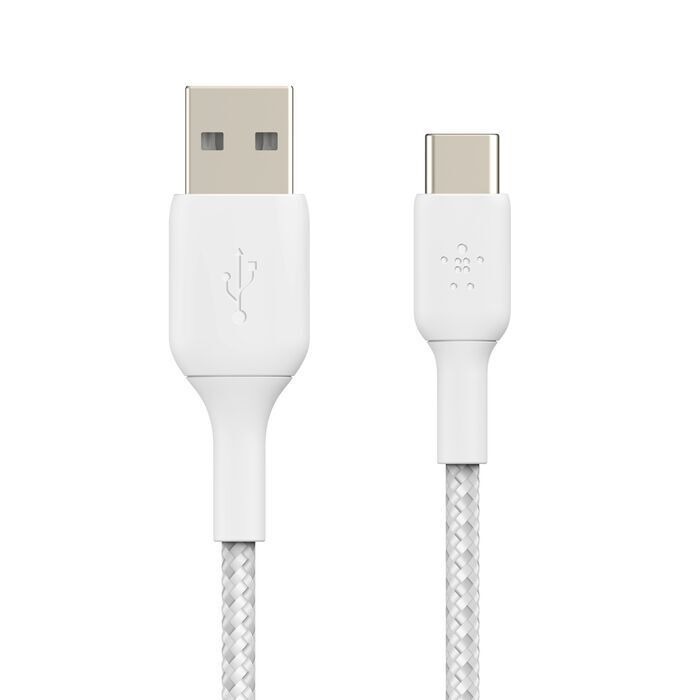 Belkin 8211 BoostCharge USB-C to USB-A 編織快充線 3米 白色 支援 12W 充電 30000次彎曲測試 USB-IF認證 數據同步 香港行貨