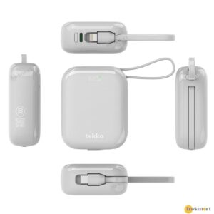 tekko 8211 Nano CL10 灰色 半固態電池 SSB 10000mAh 迷你行動電源 CCC QR 二維碼 自帶線 USB-C  Lightning V-0 防火材質 低溫快充 數字顯示 PD30
