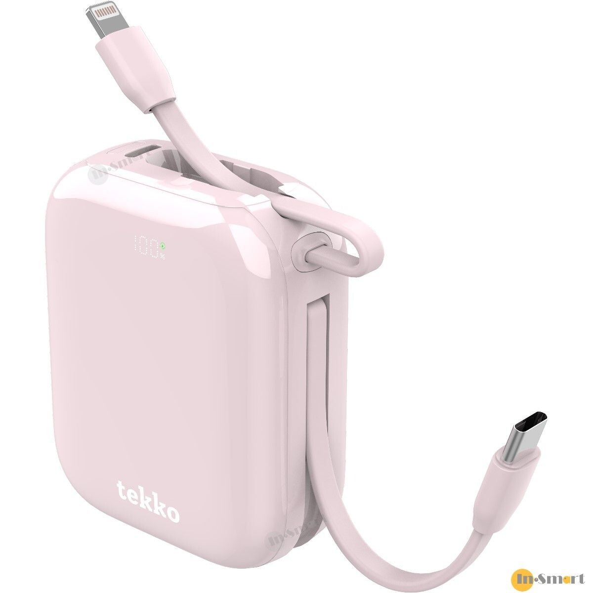 tekko 8211 Nano CL10 粉紅色 半固態電池 SSB 10000mAh 迷你行動電源 CCC QR 二維碼 自帶線 USB-C  Lightning V-0 防火材質 低溫快充 數字顯示 PD30
