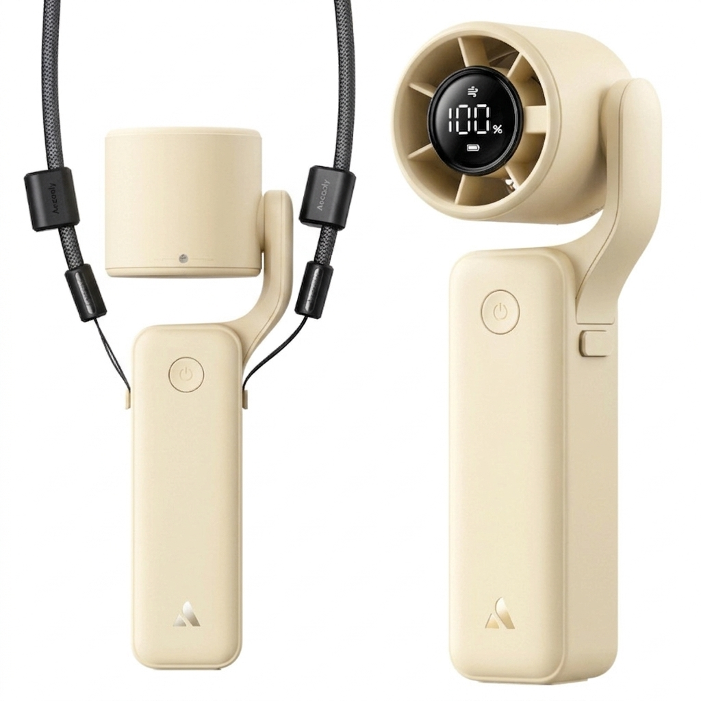 Aecooly Aecooly Air Gimbal 多合一旋轉高速風扇 PF04 米色  150g超輕量迷你手持桌面掛頸風扇  11ms強勁風力  18個月保養