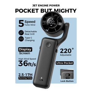 Aecooly Aecooly Air Gimbal 多合一旋轉高速風扇 PF04 黑色  150g超輕量迷你手持桌面掛頸風扇  11ms強勁風力  18個月保養