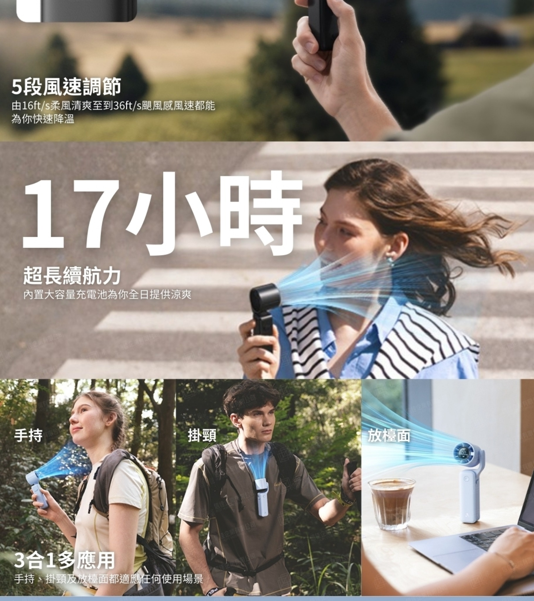 AECOOLY Air Gimbal 3合1便攜式風扇 PF04 8211 藍色 Blue 8211 18個月保養