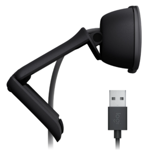 Logitech BRIO 100 Full HD 1080p 網路攝影機配備自動光線校正隱私保護蓋以及內建麥克風 8211 石墨灰