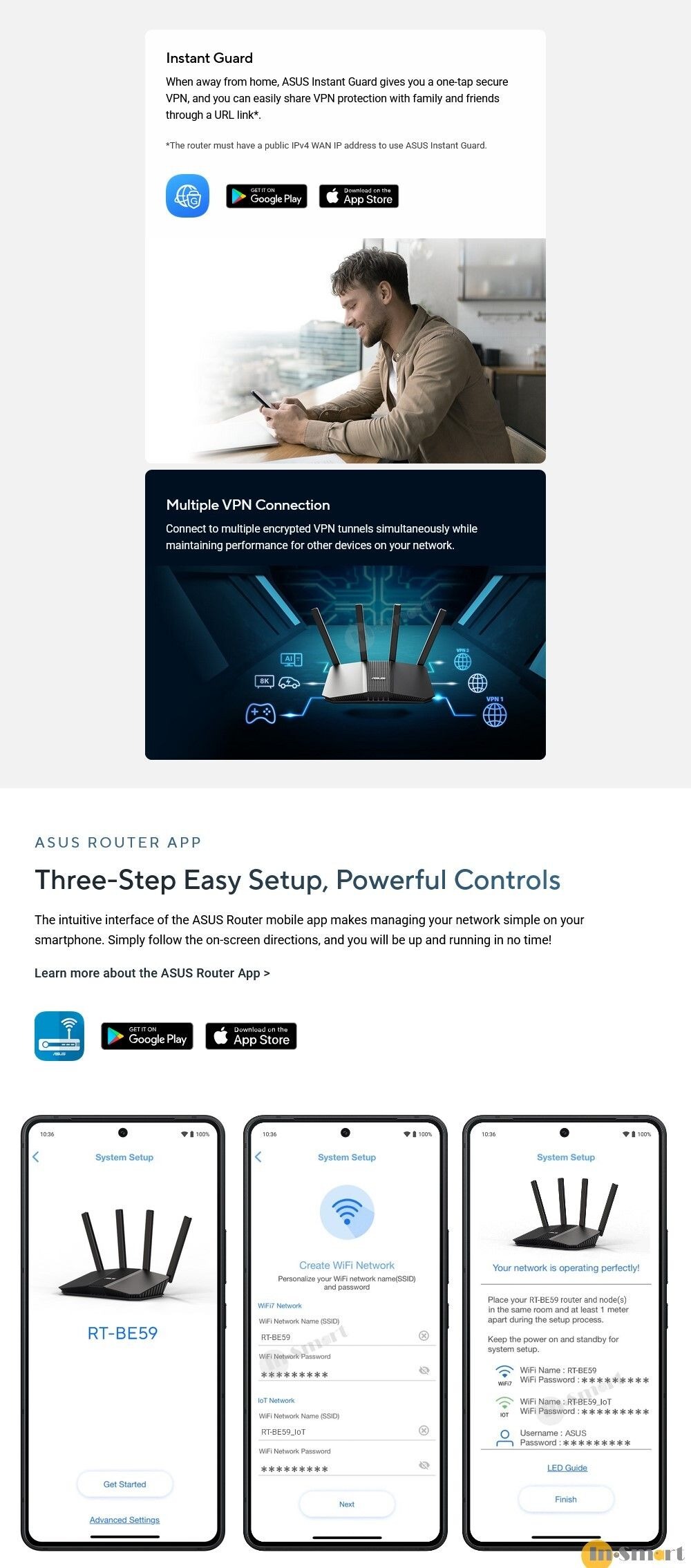 ASUS RT-BE59 WiFi 7 AiMesh 可擴充路由器 80211be 5000 Mbps 4K-QAM MLO 25G WAN  25G LAN 連接埠 家長控管功能 VPN