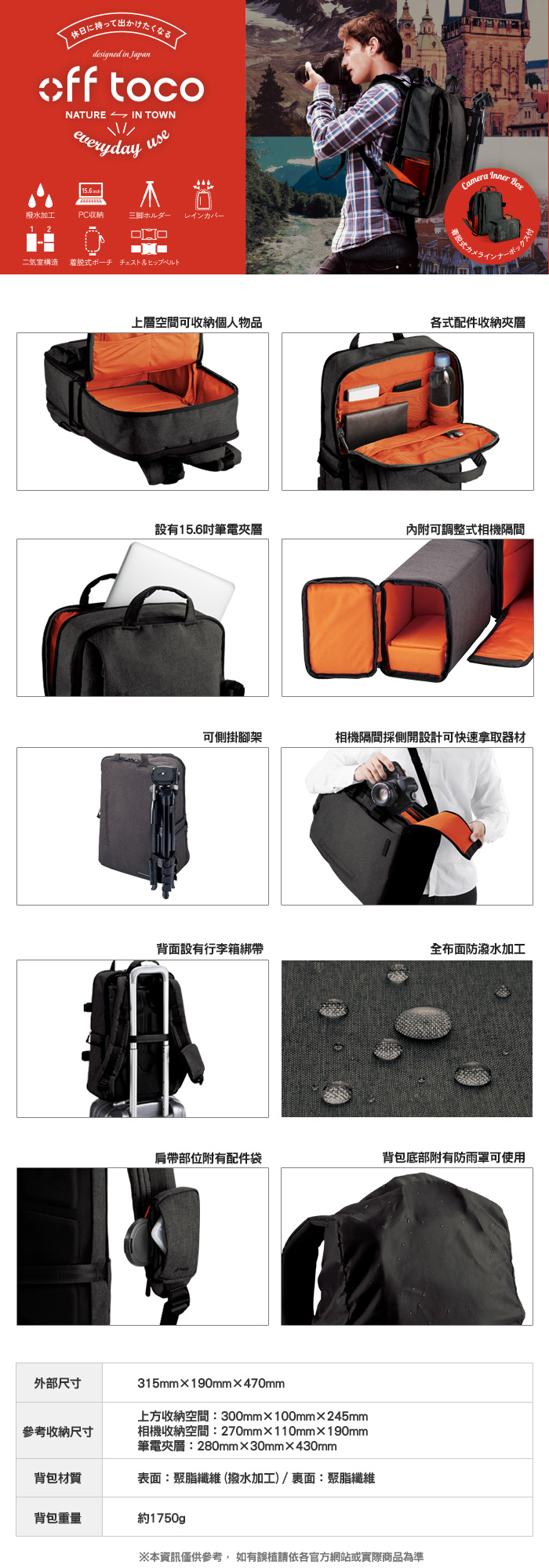 ELECOM ６個收納袋 1568243 背包防潑水商務背包黑色BM-BPSDBK