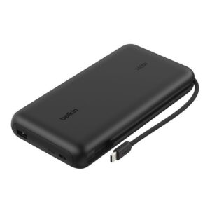 Belkin UltraCharge Pro 25000mAh 筆記型電腦行動電源 黑色  最高158W總輸出 內置 140W USB-C 編織充電線 智能數碼顯示屏 符合 TSA 航空安全標準