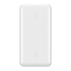 Belkin UltraCharge Pro 25000mAh 筆記型電腦行動電源 白色  最高158W總輸出 內置 140W USB-C 編織充電線 智能數碼顯示屏 符合 TSA 航空安全標準