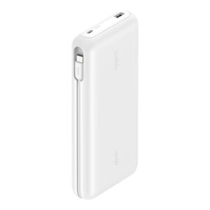 Belkin UltraCharge Pro 25000mAh 筆記型電腦行動電源 白色  最高158W總輸出 內置 140W USB-C 編織充電線 智能數碼顯示屏 符合 TSA 航空安全標準