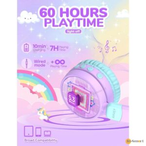 iClever RGB 貓耳有線無線藍牙兒童耳機帶咪 音量限制85dB 舒適輕巧 適用於電腦平板手機 網堂 綠色紫色 BTH21