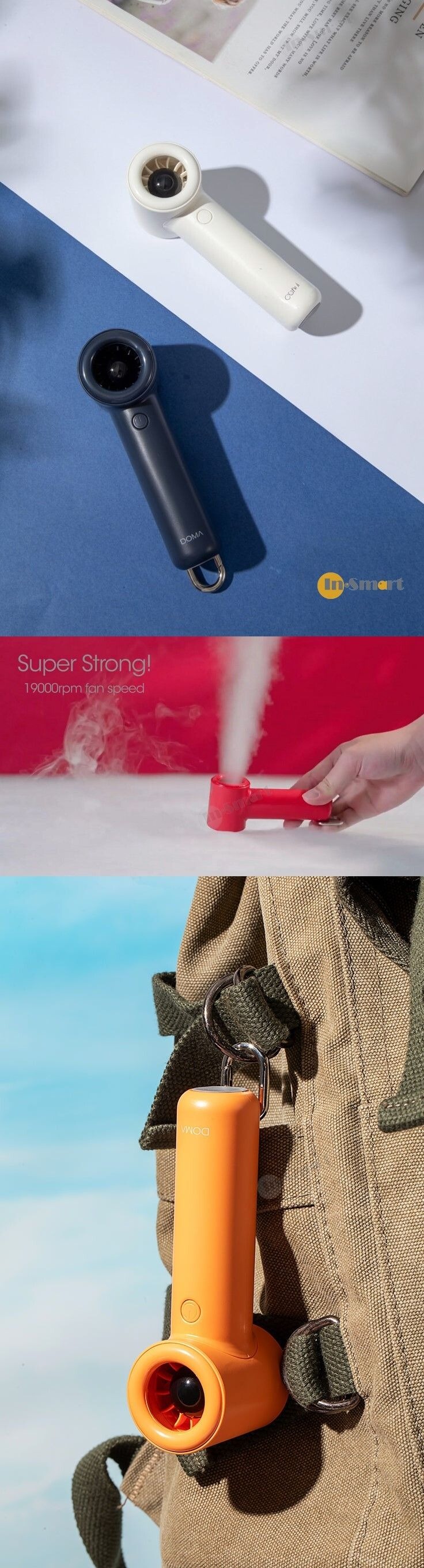 DOMA 8211 Mini Tornado II 高速手持戶外迷你便攜小風扇 內置 2000mAh 電池 4段風力 19000 rpm 超強風力 輕巧細小 帶有登山掛鉤 粉紅色