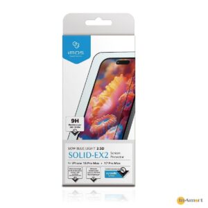 imos Eyesafe RPF80 專利藍光防護玻璃保護貼 25D 黑邊不頂保護殼過濾藍光強度再升級不偏黃不變色UL 驗證9H 表面鍍膜層硬度鍍膜耐磨驗證長效疏水疏油耐衝擊玻璃 For iPhone 1617 Pro Max