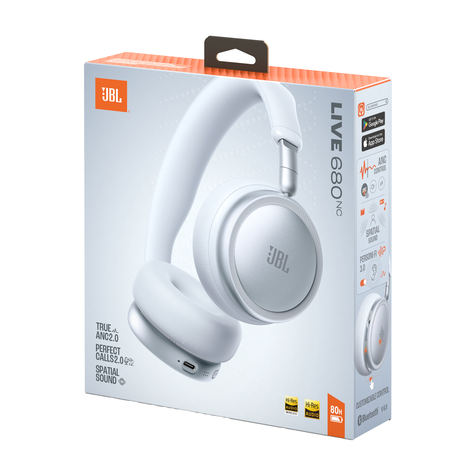 JBL - 高階旗艦LIVE 680NC 無線貼耳式智能降噪頭戴式耳機 - 白色