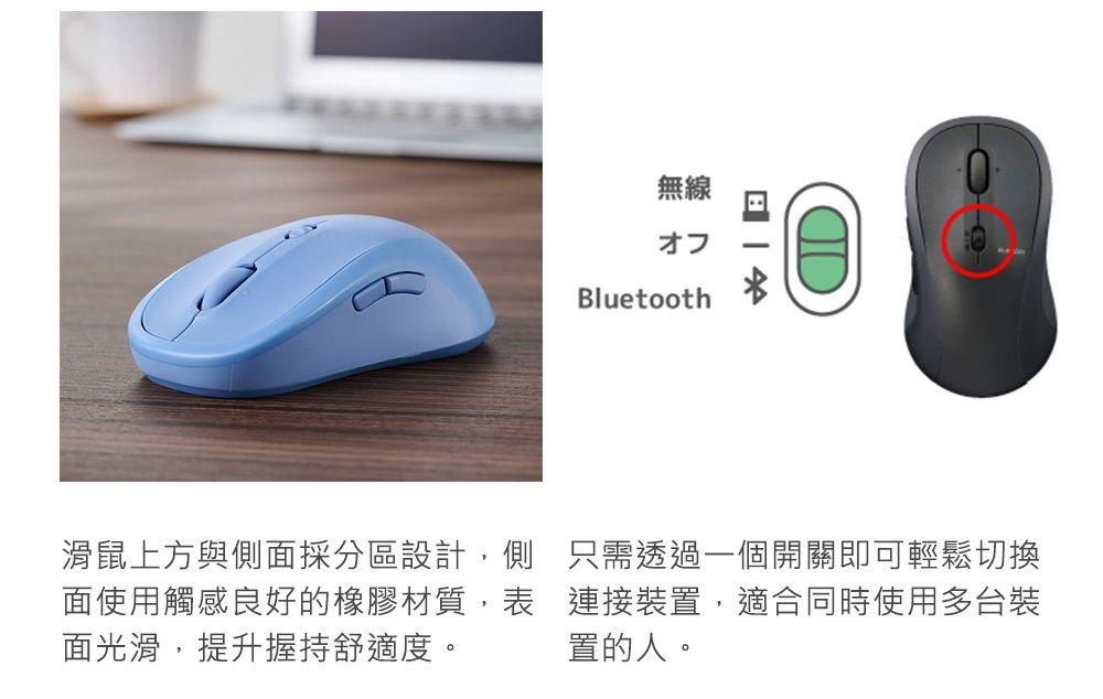 ELECOM OSMOD 7 雙模靜音無線滑鼠 黑色
