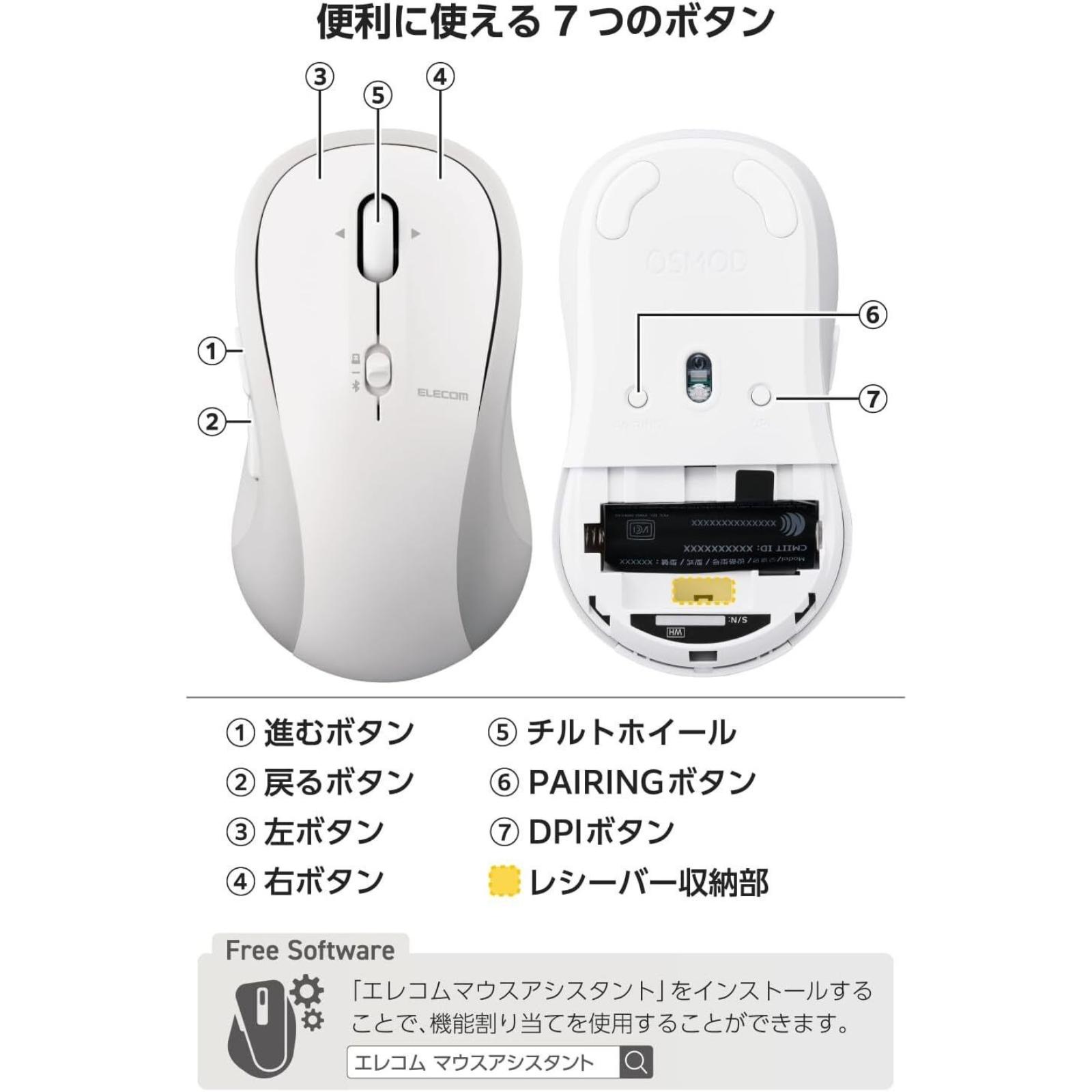 ELECOM OSMOD 7 雙模靜音無線滑鼠 白色