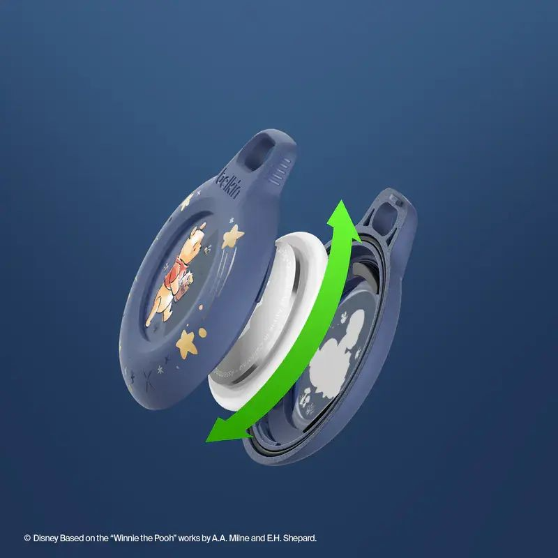 Belkin AirTag 防水保護殼 迪士尼小熊維尼聯名款 柔和藍全包防護 IPX8防水防浸 鋅合金鎖匙扣 寵物防走失 香港行貨