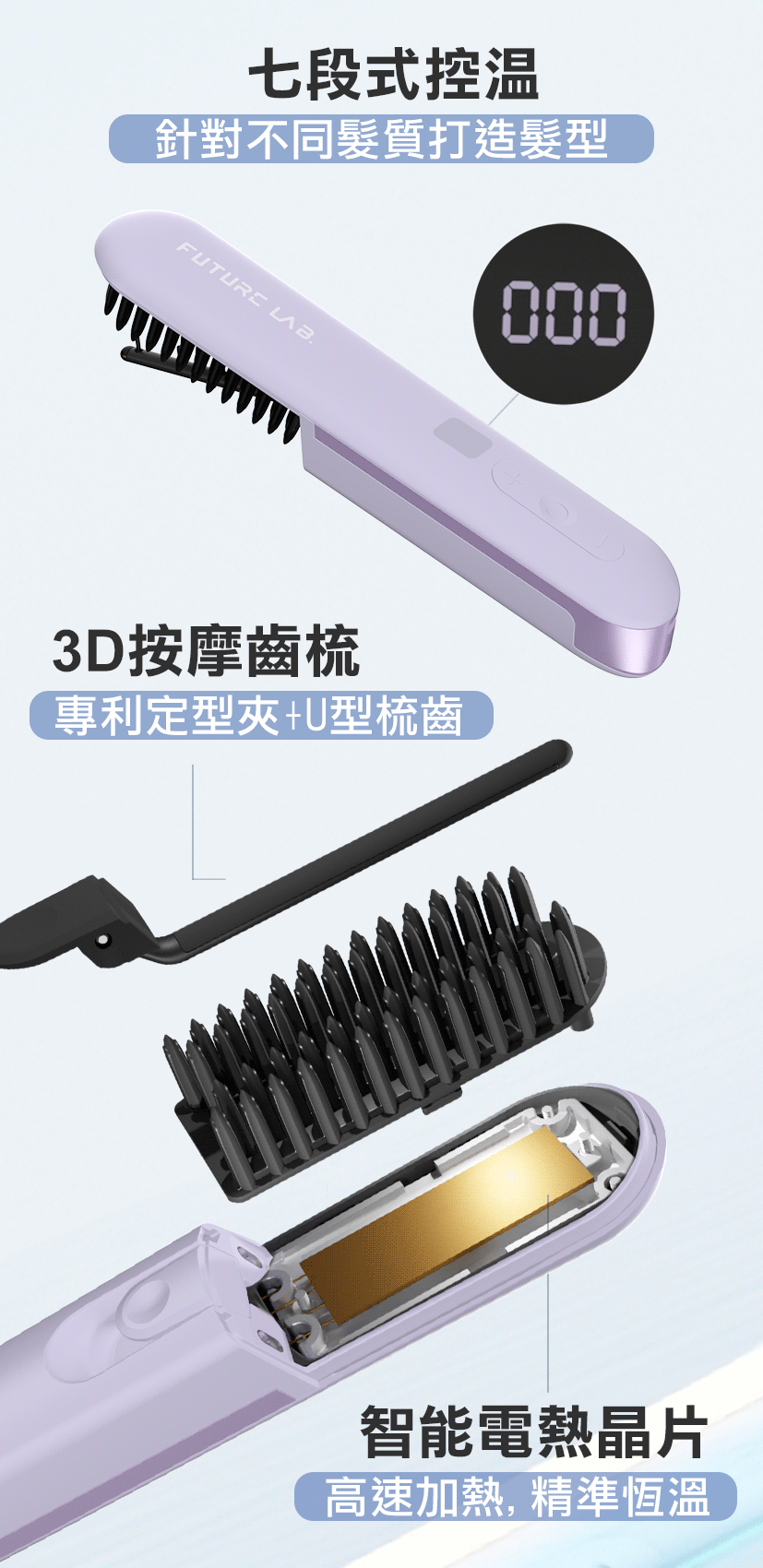 FUTURE LAB NION 2 全新水離子燙髮梳 8211 新色系 丁香紫FG14972