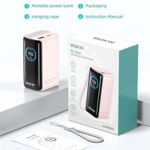 MOKiN 10000mAh 45W自帶伸縮線流動充電器 支援AVS 輸出 MOPB0902 原裝行貨 粉紅色