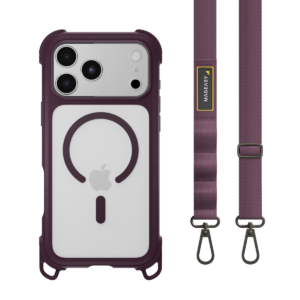 MAGEASY iPhone 1817 Pro Max 8211 Odyssey Strap M 超軍規防摔掛繩手機殼支援MagSafe- 皮革星雲紫